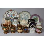 A Collection of Various 19th Century and Later China to comprise Pewter Mounted Water Jug, Lustre