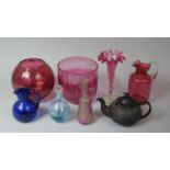 A Collection Of Various 19th Century and Later Coloured Glass Ware To Comprise Cranberry Glass Vase,