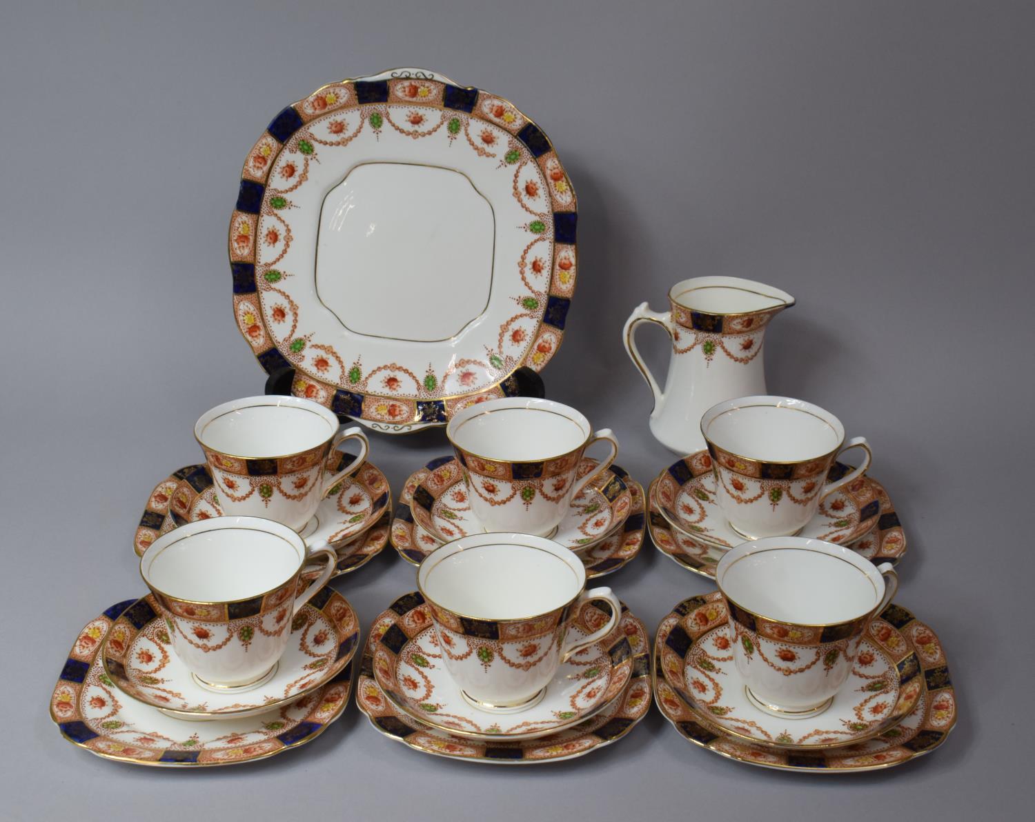 A Thames Sailsbury Edwardian Pattern Tea Set Comprising Five Cups, Milk Jug, Six Saucers, Five