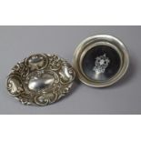 Two Small Silver Pin Dishes, One Inlaid with Tortoiseshell Hallmarked London 1922 the Other