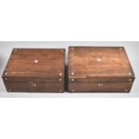 Two Late 19th Century Mother of Pearl Inlaid Rosewood Work Boxes for Restoration, Largest 29cm Wide