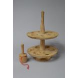 A Vintage Chestnut Two Tier Circular Egg Stand, 27cm high