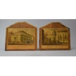 A Pair of Card Covered Metal Bookends, Decorated with London Buildings, 18cm Wide