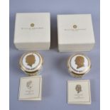 A Pair of William Edwards Gilt Decorated Fine Bone China Boxes to Commemorate 80th Birthday of the