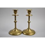 A Pair of Early 20th Century Brass Candle Sticks, 16cm high