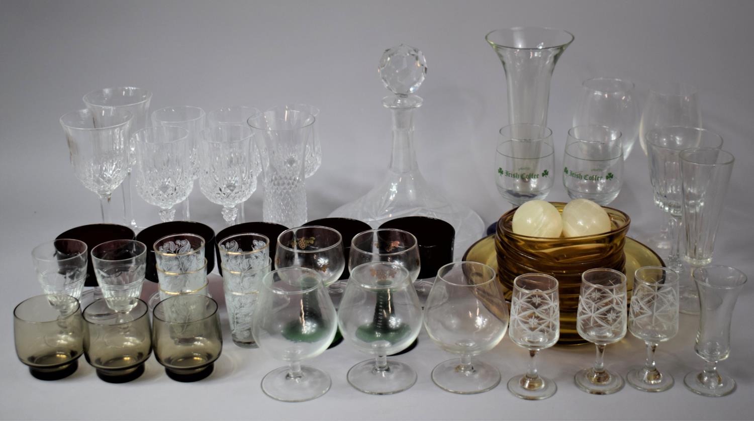 Two Boxes of Coloured and Plain Glassware