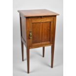 A Late Victorian/Edwardian String Inlaid Mahogany Pot Cupboard, Brass Drop Handle, 42cm wide and