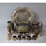 A Collection of Various Silver Plated Items to comprise Tray, Galleried Tray, Various Cruets,