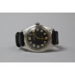 A Nova Military Issue Black Faced Wrist Watch with Seventeen Jewelled Movement in Working Order