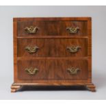 An Apprentice Piece in the Form of an Art Deco Chest of Three Graduated Drawers in Walnut, 19.5cm