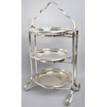 An Edwardian Silver Plated Three Tier Cake Stand, 43cm High