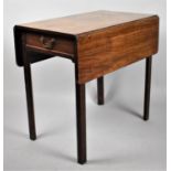 A 19th Century Mahogany Drop Leaf Pembroke Table on Square Supports with Single Drawer, 78cm Long