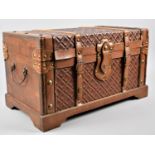 A Novelty Storage Box in the Form of a Leather Covered Traveling Trunk, 45cm Wide