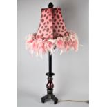 A Modern Minster Table Lamp with Feather Edged Shade, 81cm high