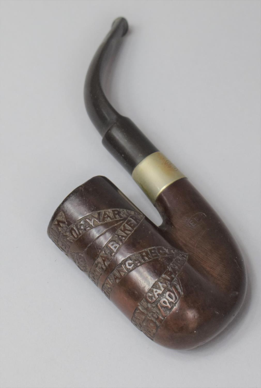 An Unusual Late 19th Century Prisoner of War Briar Pipe, the Bowl Inscribed "From Prisoner of War