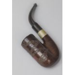 An Unusual Late 19th Century Prisoner of War Briar Pipe, the Bowl Inscribed "From Prisoner of War