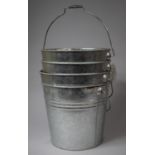 Four Stainless Steel Buckets, Each 26cm diameter