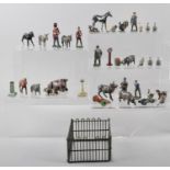 A Collection of Playworn Metal Toy Figures to Include Farm Animals, Soldiers etc