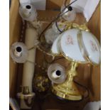 A Brass Touch Lamp, Ceiling Chandelier, Wall Light etc