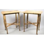 A Pair of Edwardian Rectangular Topped Occasional Tables with Carved Floriate Decoration, Each