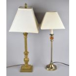 Two Metal Table Lamps with Shades, Tallest 72cm