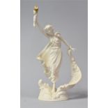 A Bisque Porcelain Figural Ornament, "Liberty" by Stuart Mark Feldman, with Certificate, 25cm high