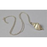 A Silver Shell Shaped Pendant on 64cm Silver Chain Stamped 925