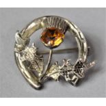 A Silver Jewelled Brooch in the Form of Thistle and Horseshoe, Good Luck