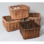 Three Vintage and One Modern Wicker Baskets