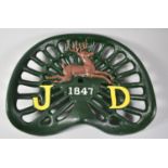 A Reproduction Cast Metal John Deere Implement Seat, 42cm wide