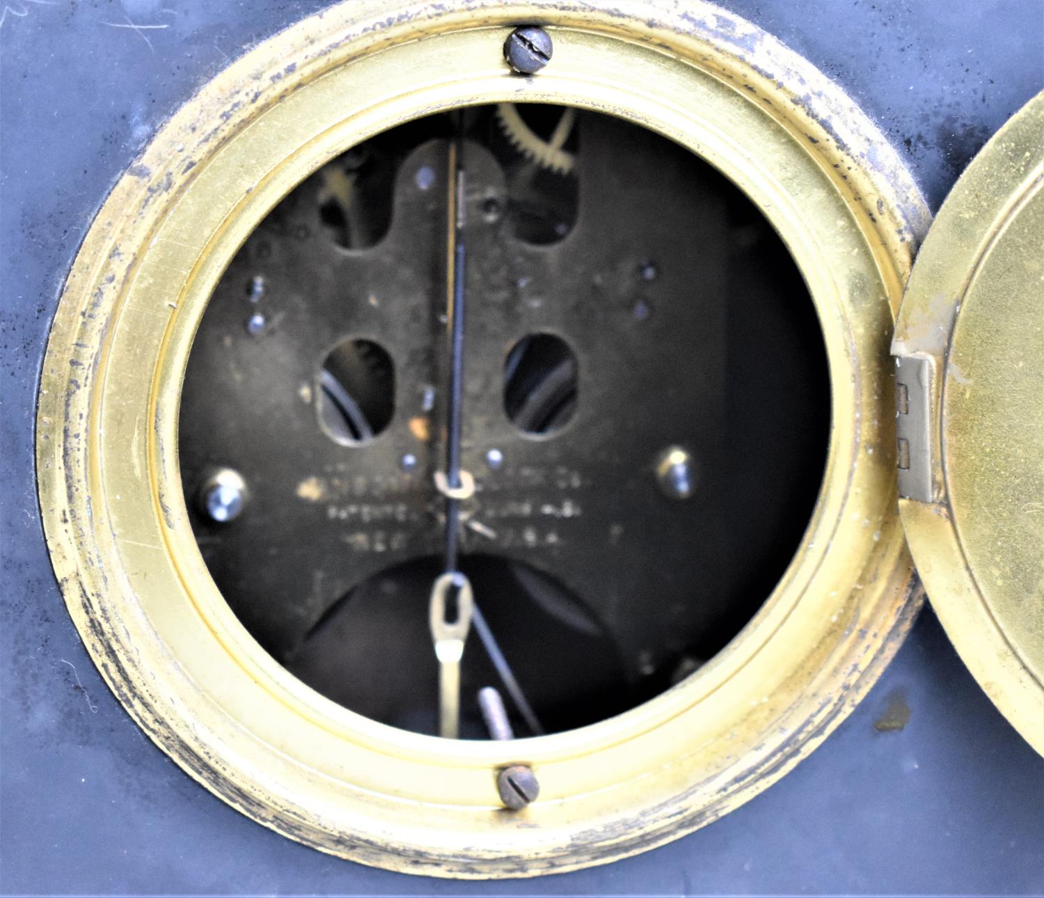 An Edwardian American Black Slate Mantle Clock of Architectural Form, Ansonia Clock Company, 8 Day - Image 2 of 3