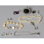 A Collection of Costume Jewellery to Include Silver Mounted Pearl Necklace, Silver and Onyx