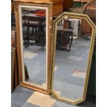 Two Rectangular Gilt Framed Wall Mirrors, 105x44cm and 99x42cm