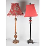 Two Metal Table Lamps and Shades, Each 82cm High