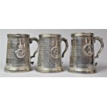 A Collection of Three Pewter Tankards Commemorating the Battle of Trafalgar, The Battle of Britain