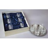 A Boxed Set of Tumblers together with Six Cut Examples on Silver Plated Tray