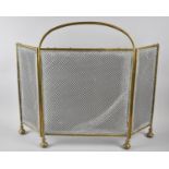 A Late Victorian/Edwardian Brass Framed Three Fold Fire Screen, Centre Panel 62cm high