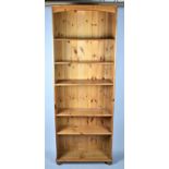 A Tall Modern Pine Six Shelf Open Bookcase, 74cm Wide