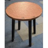 A Mid 20th Century Hammered Copper Topped Circular Pub Table, 57cm Diameter