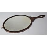 A 19th Century Mahogany Framed Wall Hanging Ladies Mirror with Oval Glass, 52cm Long