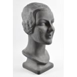 A Black Painted Plaster Bust of a Maiden, 37cm High