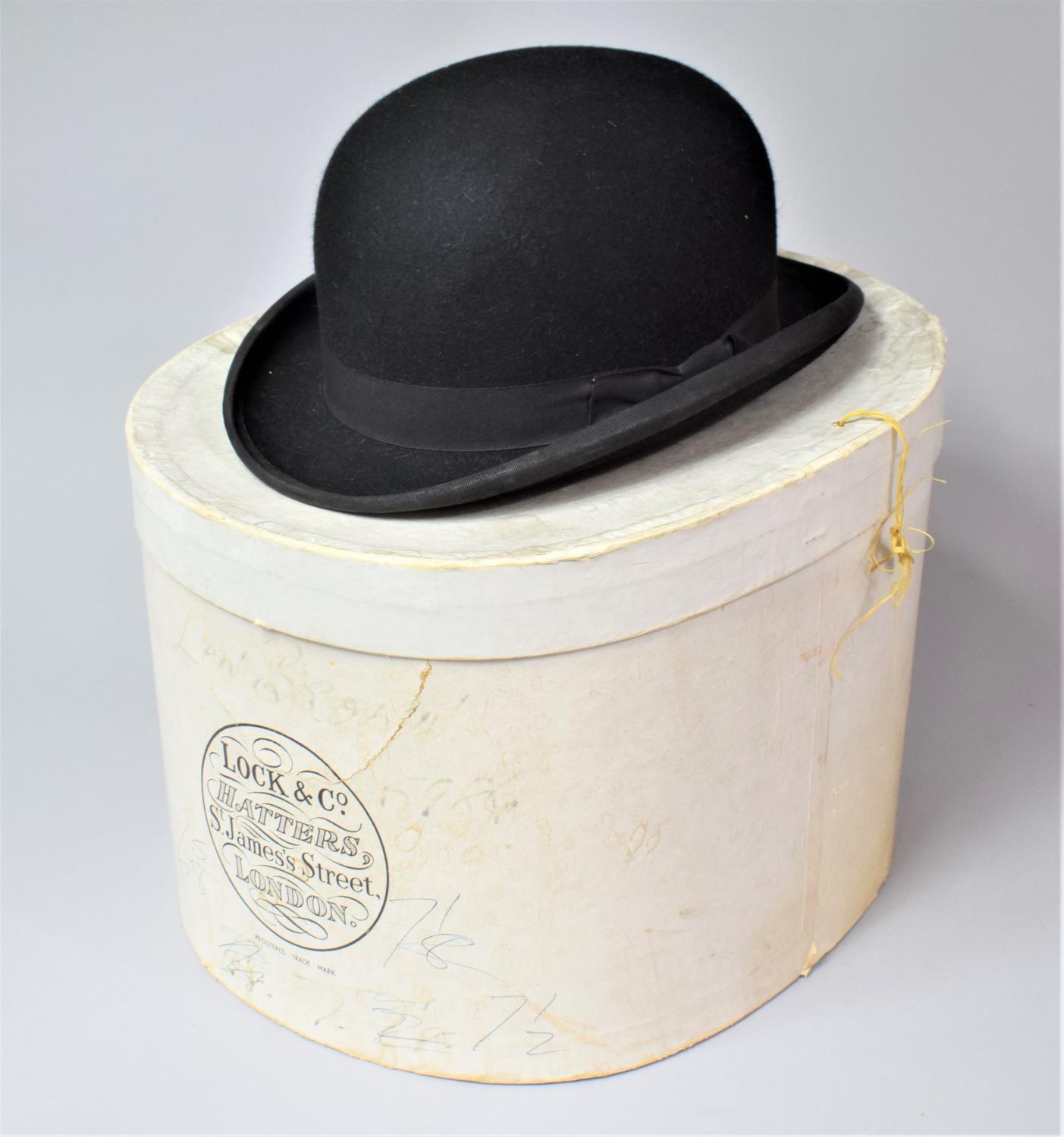 A Vintage Bowler Hat by Lock & Co., London, with Oval Locke & Co. Cardboard Box, Inner - Image 2 of 3