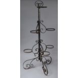 A Wrought Iron Stand to Hold Six Plant Pots, 99cm high