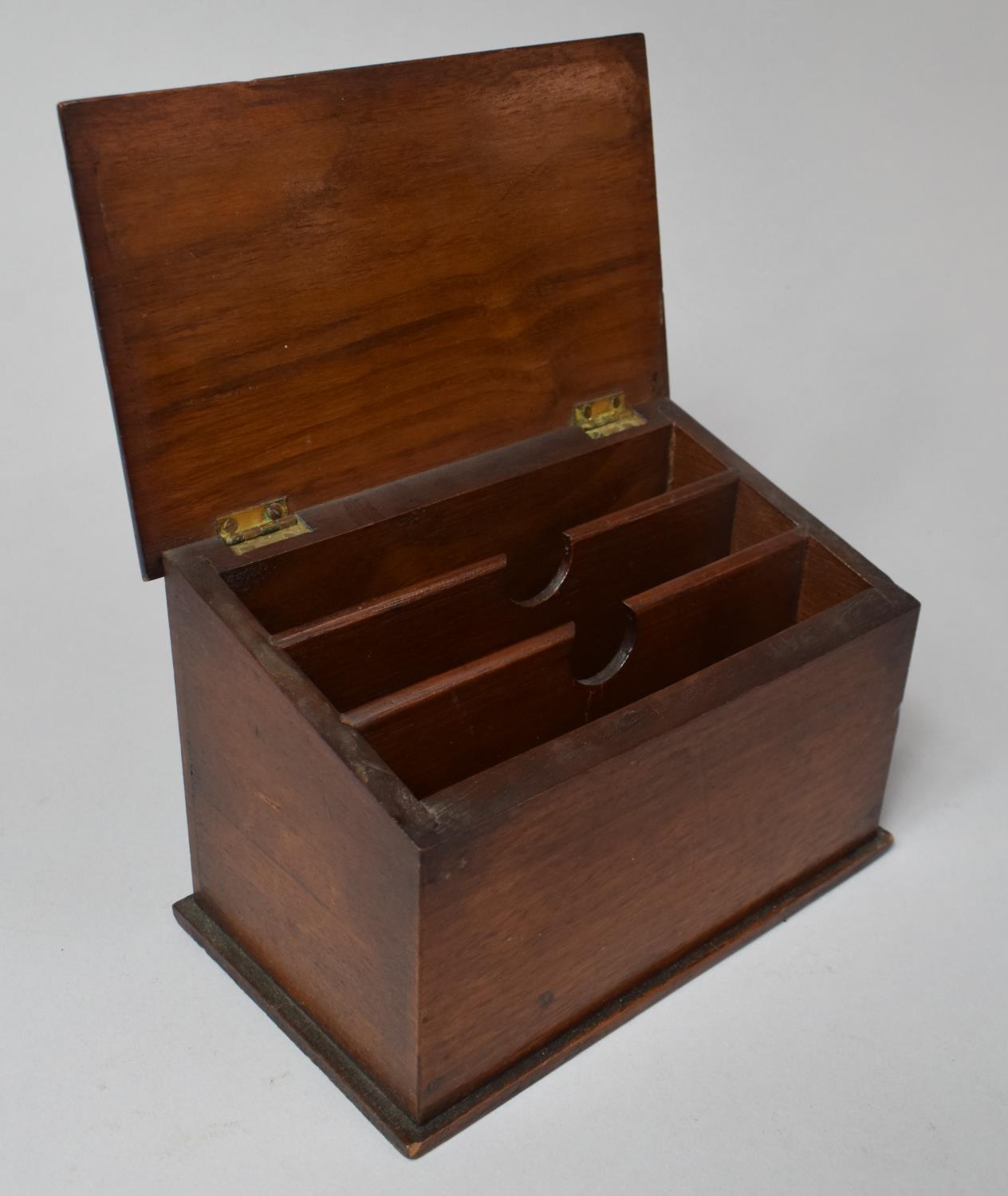 A Late 19th/Early 20th Century Mahogany Three Section Stationery Box Having Hinged Sloping Lid, 17cm - Image 3 of 3