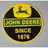 A Reproduction Circular Cast Metal John Deere Implement Advertising Plaque, 24cm Diameter