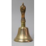 A Small Countertop Brass Handbell, 20cm high