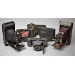 A Collection of Six Vintage Folding Cameras, In need of Some Restoration