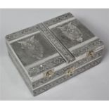 A Modern Metal Jewellery Box with Owl Decoration, 23x17cm