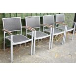 A Set of Four Modern Metal Framed Patio Armchairs