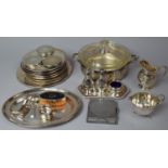 A Collection of Various Silver Plated Items to include Place Mats, Oval Dish, Clothes Brush, Cruet